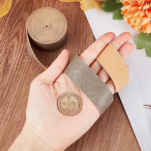 GORGECRAFT 1" Wide Flat Grey Leather Strips 79" Long Faux Grain Buffalo Leather Strap 1.2mm Thick Matte Single Sided Leather Supplies Faux Cord for Craft Diy Projects Jewelry Bracelets Necklace Making - Image 3