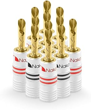 Nakamichi GrubLock Excel Series 24k Gold Plated BFA Banana Plugs, 10-18 AWG