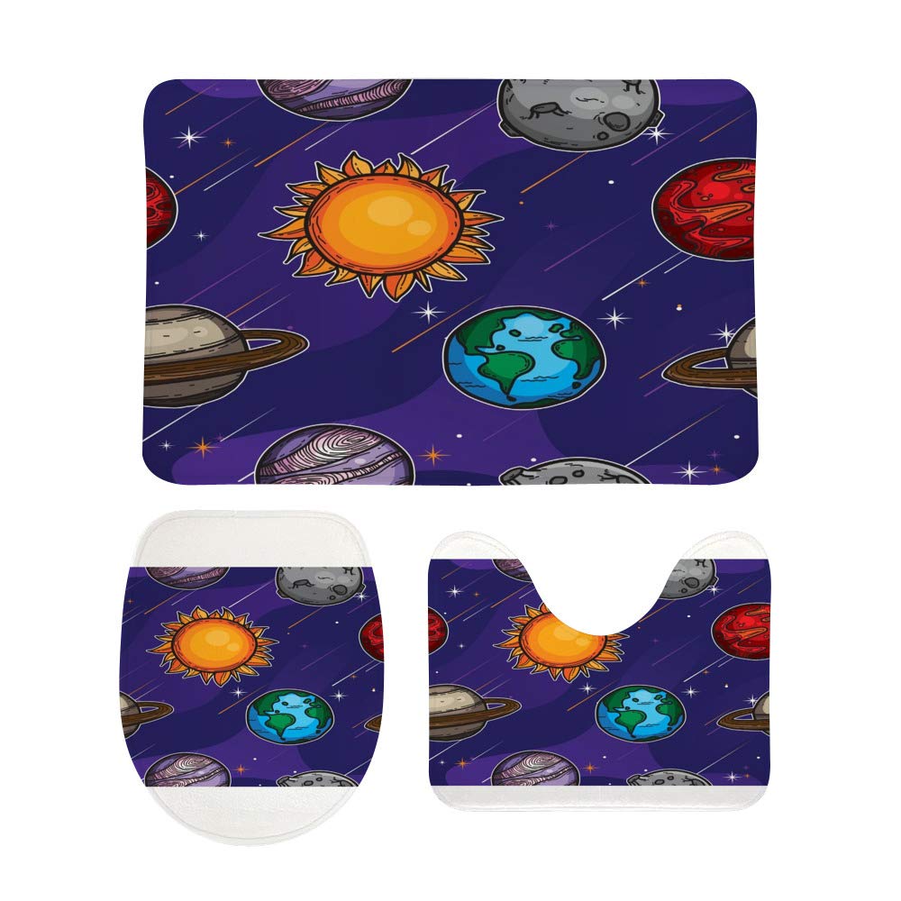 Tapis de bain antidérapant lavable 3 pièces avec tapis de contour en U