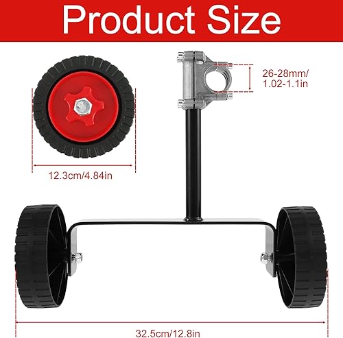 Vista 3 de DlbvFoy Lawn Mower Support Wheel Adjustable Weed Trimmer Auxiliary Wheels 26mm-28mm Portable String Trimmer Wheel Mower Attachment for Weed Trimmer