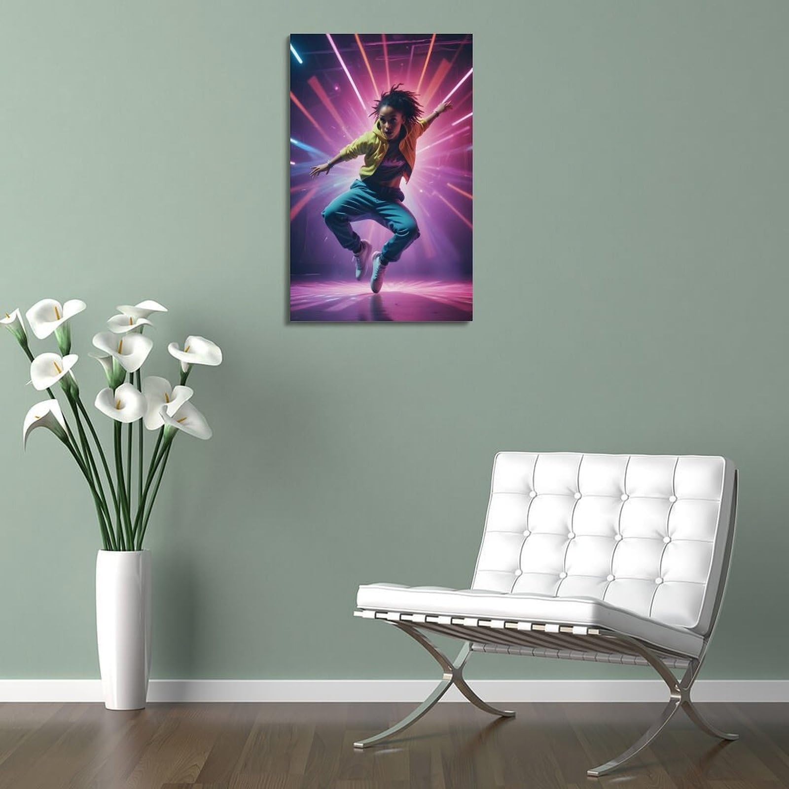 ZLQYHW Poster di danza di strada, hip-hop, ballerina B-girl, decorativo, per camera da letto di famiglia, opera d'arte, 60 x 90 cm