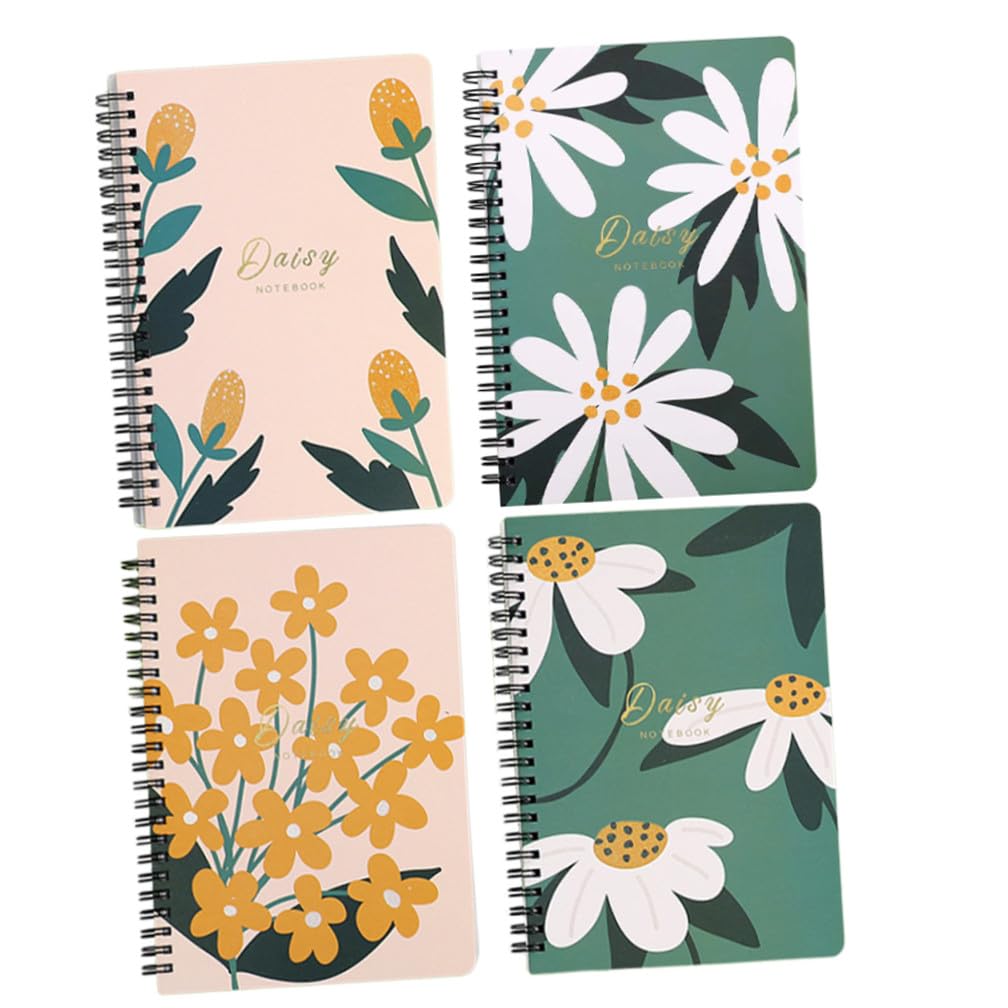 Angoily 4 Pièces Cahier à Spirale Floral Notes Pratiques pour Étudiants pour Prendre des Notes et Journaliser