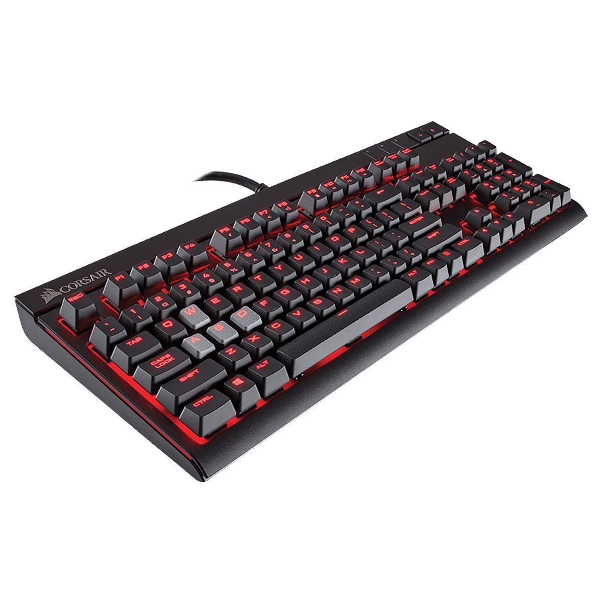 CORSAIR STRAFE Mechanical Gaming Keyboard - Red LED Backlit - USB Passthrough - Tactile and Clicky - Cherry MX Blue Switch