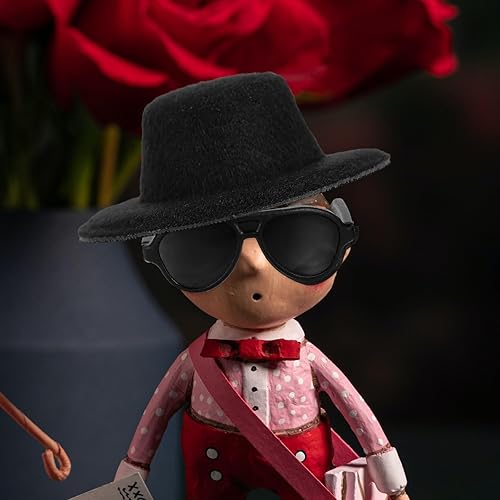 Miniatura 5 de TOYANDONA Juego de gafas de muñeca, 20 sombreros de muñeca en miniatura, 20 unidades, lentes de sol negros, accesorios de disfraz para manualidades,