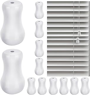 12 Pcs Wood Cord Tassels, White Blind Pull Cord Knobs Window Blinds Cords Drops Pull End Wooden Hanging Ball Pulls Blinds Cords Replacement Parts for Curtain Craft (1.22" x 0.71")