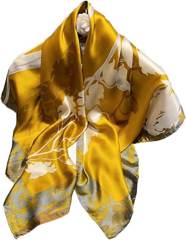 FairyCity Mulberry Silk Scarfs For Women Square Scarf 35" Lightweight Neckerchief Hair Bandanas Scarves