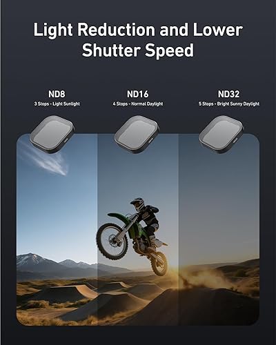 Miniatura 3 de TELESIN Paquete de 3 filtros de densidad neutra ND8 ND16 ND32 compatibles con GoPro Hero 11 Hero 10 Hero 9 negro, kit de filtro de lente protector