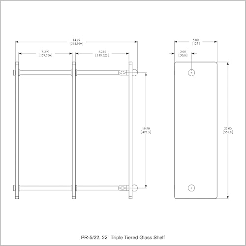 Miniatura 10 de Allied Brass PR-522 - Estante de cristal de triple nivel de 22 pulgadas, bronce cepillado