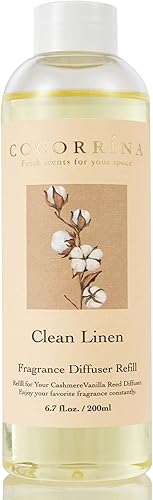 Cocorrína Repuesto de difusor de varillas Clean Linen 6.7 oz. Aceite perfumado para difusor de varillas fragancia del hogar para dormitorio, baño,