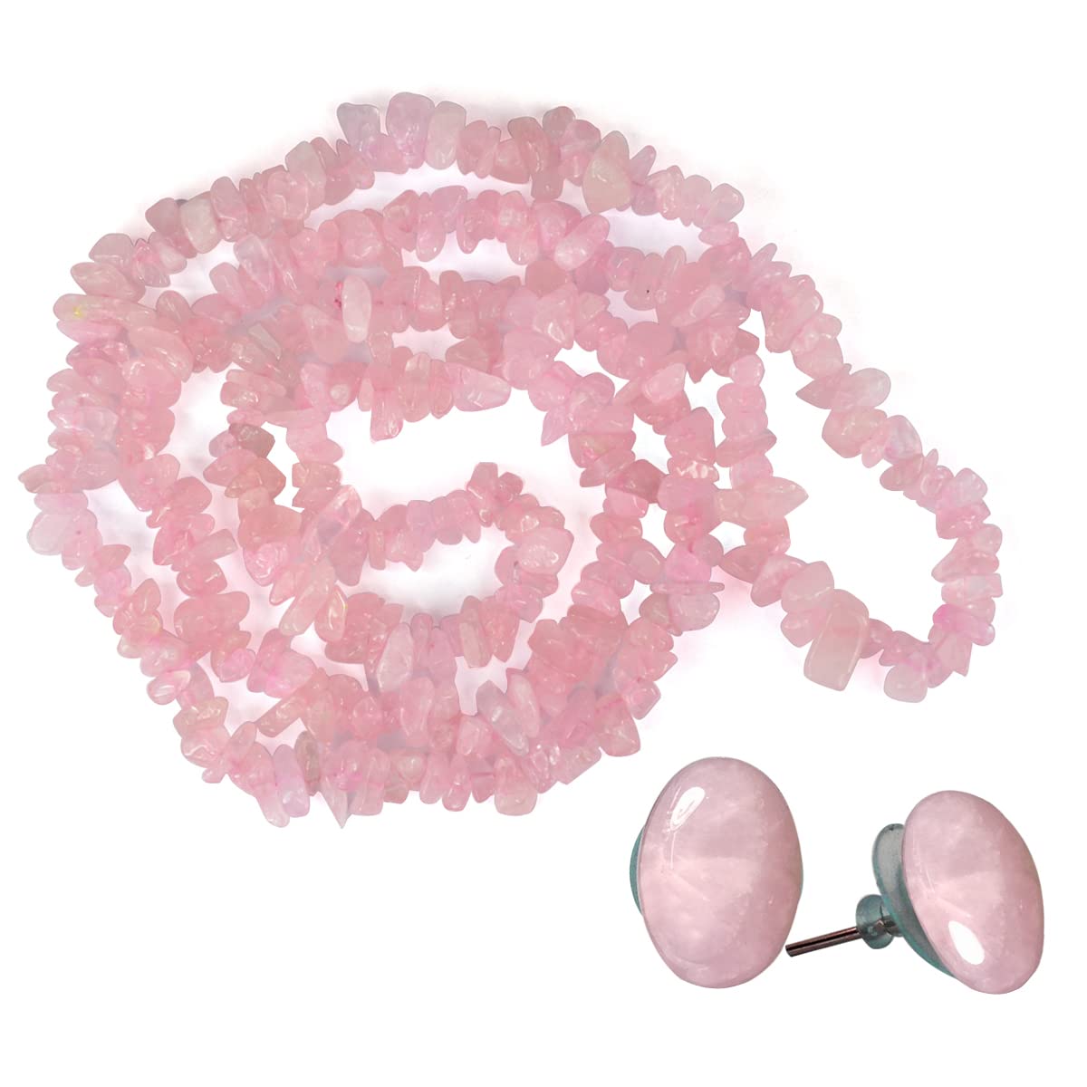 Reiki Crystal Products Natural Rose Quartz Necklace/Mala with Earring Set for Reiki Healing and Crystal Healing Stone For Unisex Adult (B01C9ZPIN2) Amazon Price History, Amazon Price Tracker