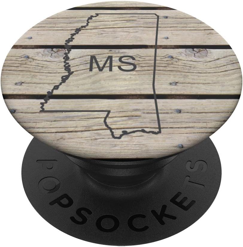 USA State of Mississippi Outline Rustic Looking PopSockets