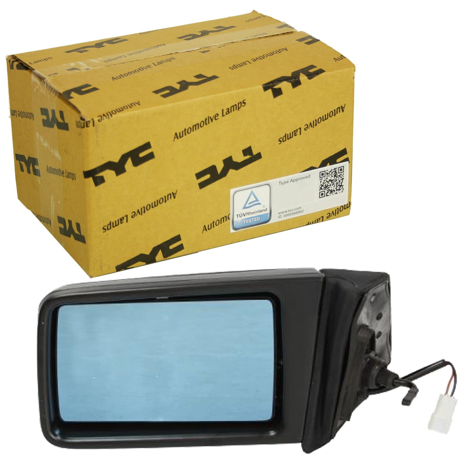 TYC 321-0022 Espejo retrovisor Ajuste por varillas plano calefactable tintado en azul izquierda Compatible con MERCEDES-BENZ 190 W201 W124 Sedán W124 W124 Familiar S124 Clase E Sedán W124