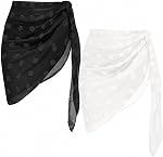2 Pieces Sarong Coverups for Women Bathing Suit Wrap Swimsuit Skirt Bikini Swimwear Chiffon Cover Up Beach Accessories