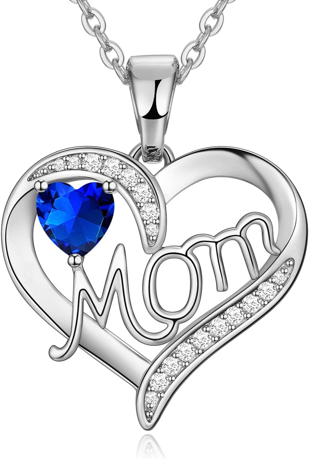 PAITAINBest Gifts for Women, Mom Heart Pendant Necklace with 12 Birthstone, 925 Sterling Silver Heart Necklace with Birthstone Zirconia, Mothers Day Anniversary Birthday Gifts for Her Women Mom from Daughter