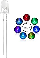 Vista 1 de DiCUNO 100 piezas de diodo LED de parpadeo lento multicolor RGB de 0.197 in, diodos emisores de luz cambiantes intermitentes multicolor, 2 pines