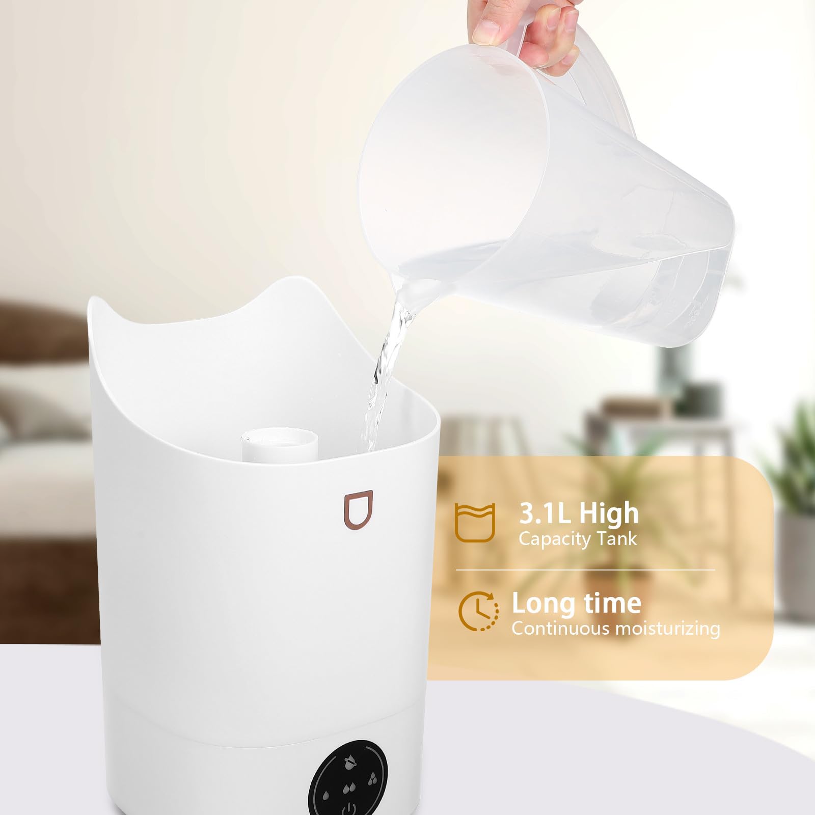 TOYANDONA Humidificador Personal de Escritorio 3.1l Blanco con Apagado Automático y Diseño Minimalista para Oficinas y Habitaciones Pequeñas