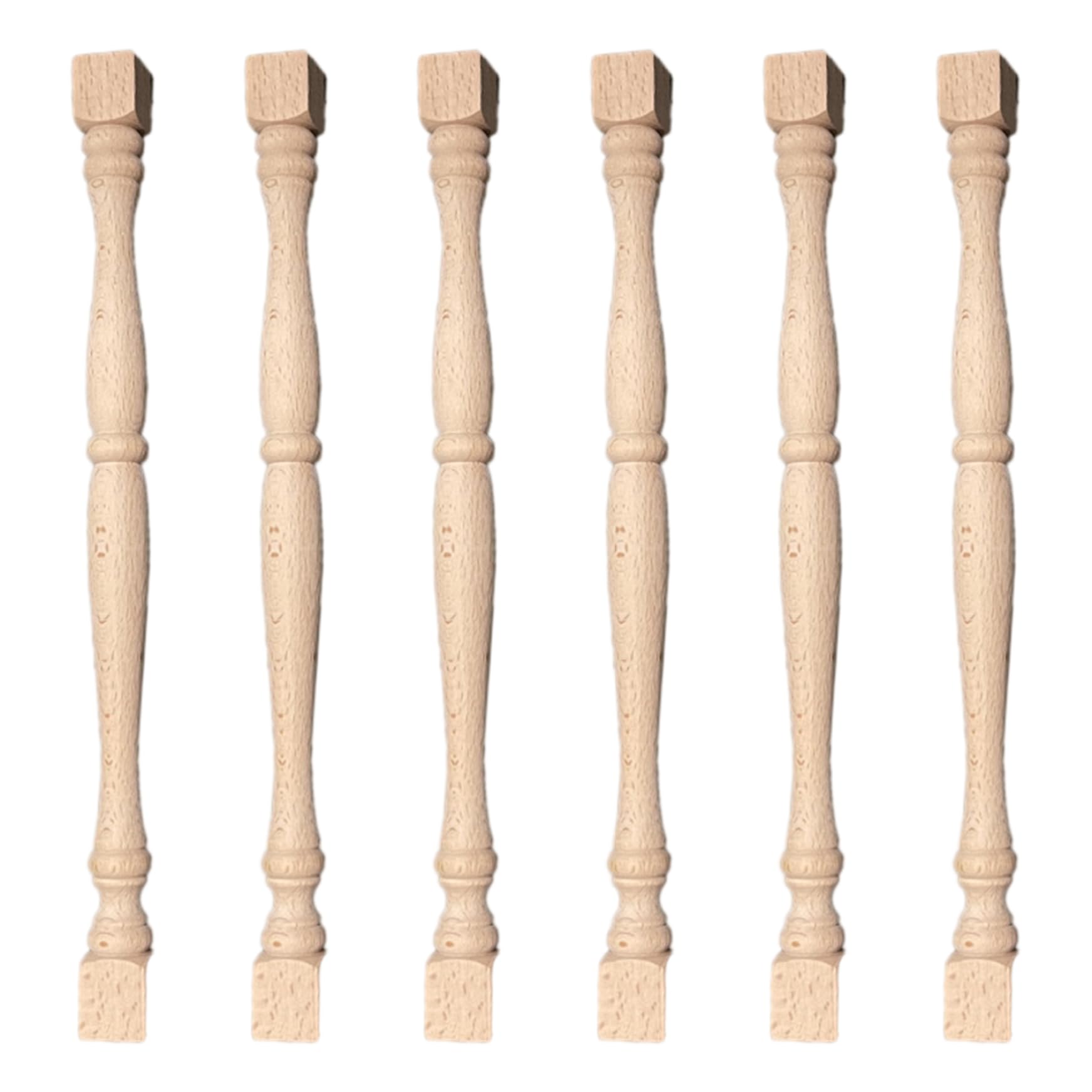 Fexvan 6Pcs Wooden Spindles 13X1 Inch Unfinished Diy Friendly Wooden Baluster Spindles For Staircase Handrail Woodworking Furniture