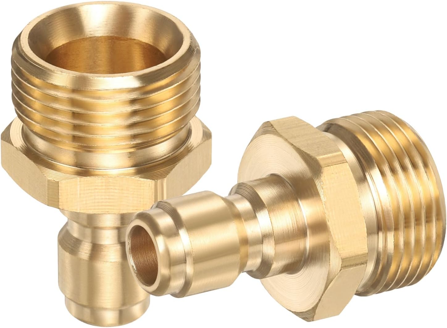 uxcell 2Pcs Pressure Washer Adapter, 1/4" Male Quick Plug to M22 14mm Male Quick Connect Fittings Brass Swivel Adapter for Pressure Power Washers Hose