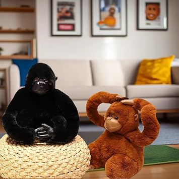 10 Chimpanzee Stuffed Animal, Plush Soft Gorilla Toy, Plush Doll Animal Toys, Interactive Plush Pillows Suitable for Children and Adults