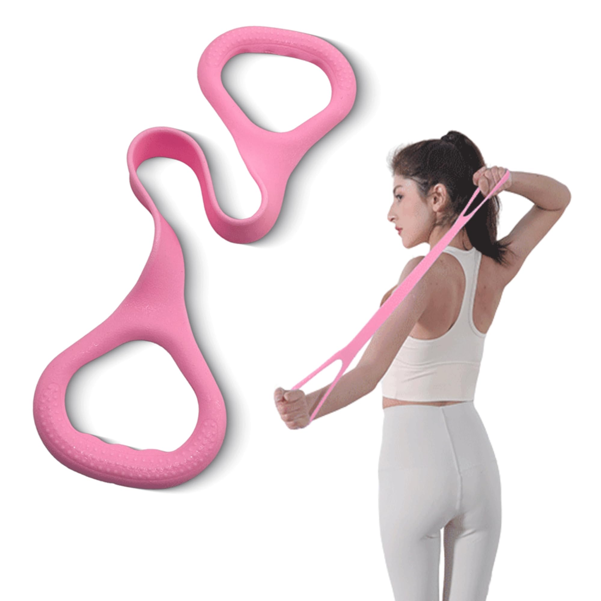 Figure 8 Resistance Band with Handles, Elastic Bands for Working Out,Arm,Back,Shoulder Exercise Bands, Exercise Equipment for Yoga, Pilates,Physical Therapy,Stretching (1)