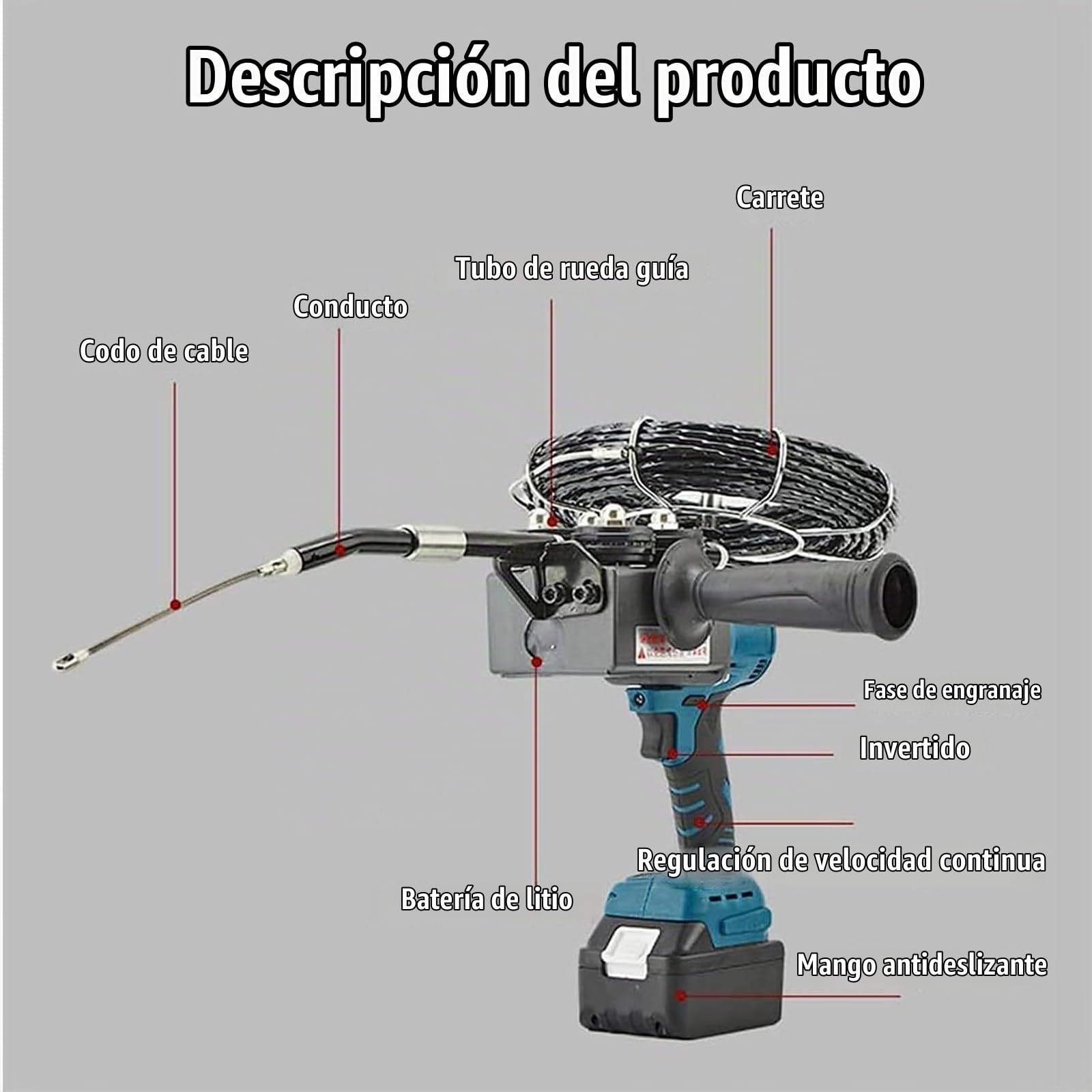 Tirador de Cables,Guía pasacables Profesional, Máquina encordadora baterías Litio, Tirador de Cable magnético, Ayuda para enhebrado Cables, Herramienta Hacer Hilos PVC,2*battery