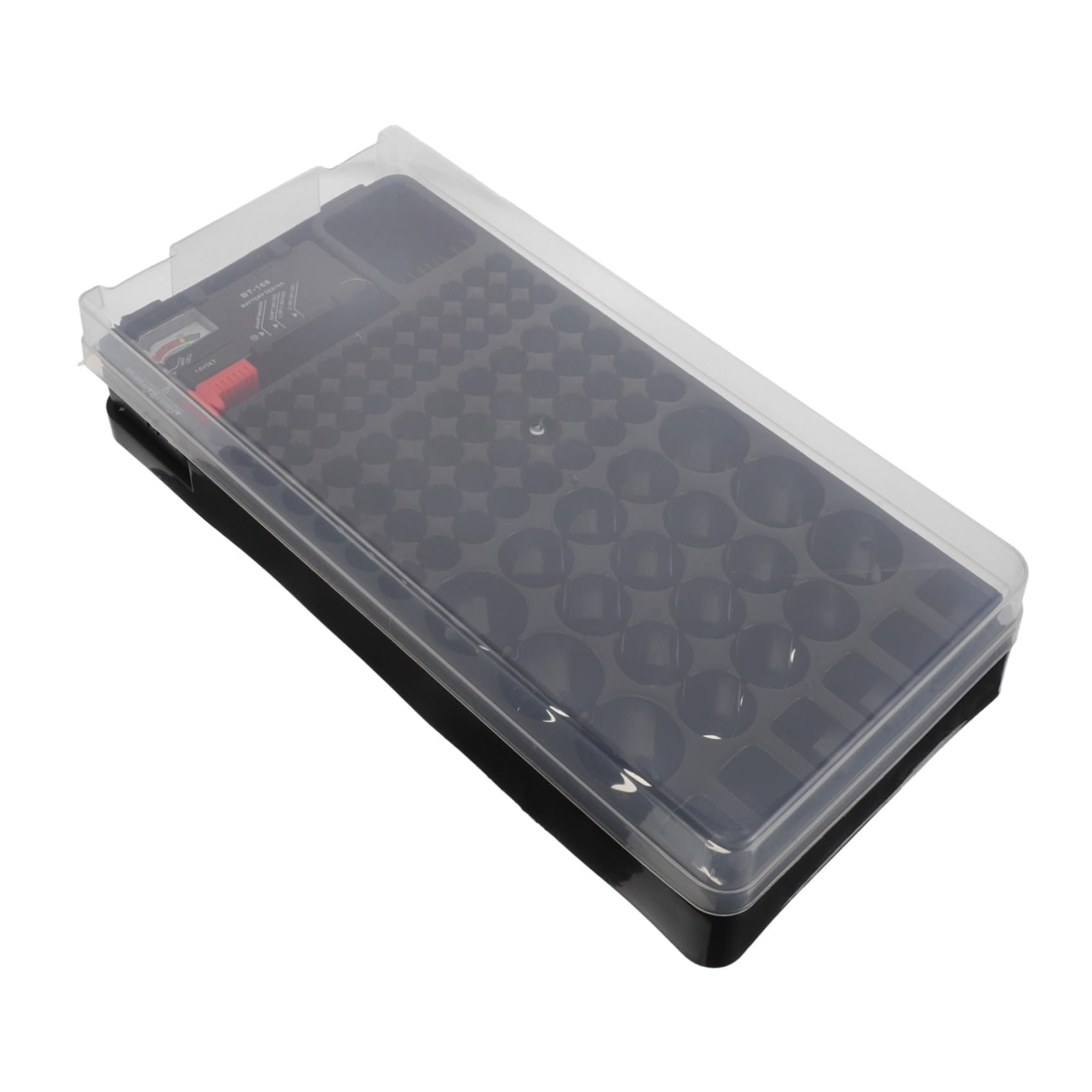Alipis Tragbarer Batterieaufbewahrungsbehälter aus Transparentem Kunststoff mit LED Testfunktion Batteriehalter für Aa Aaa Batterien Kompakter Organizer für Haushalt und Reise