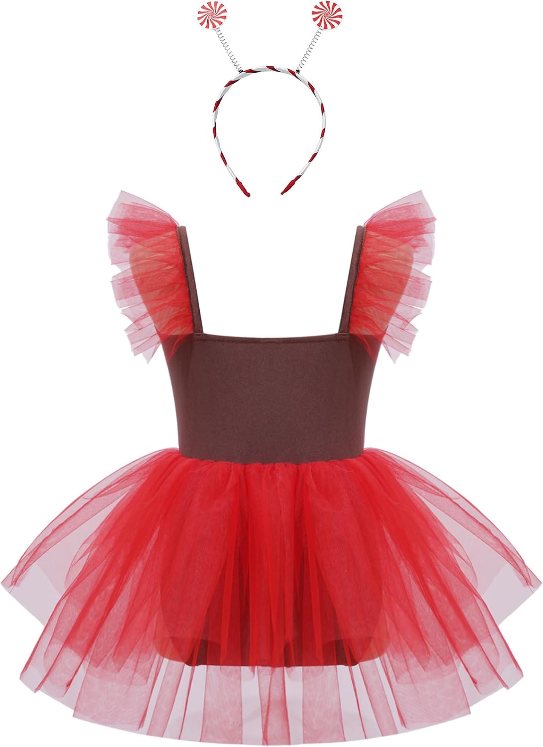 Girls Ruffles Ice Skating Dress 2 Piece Christmas Cookies Set with Headband