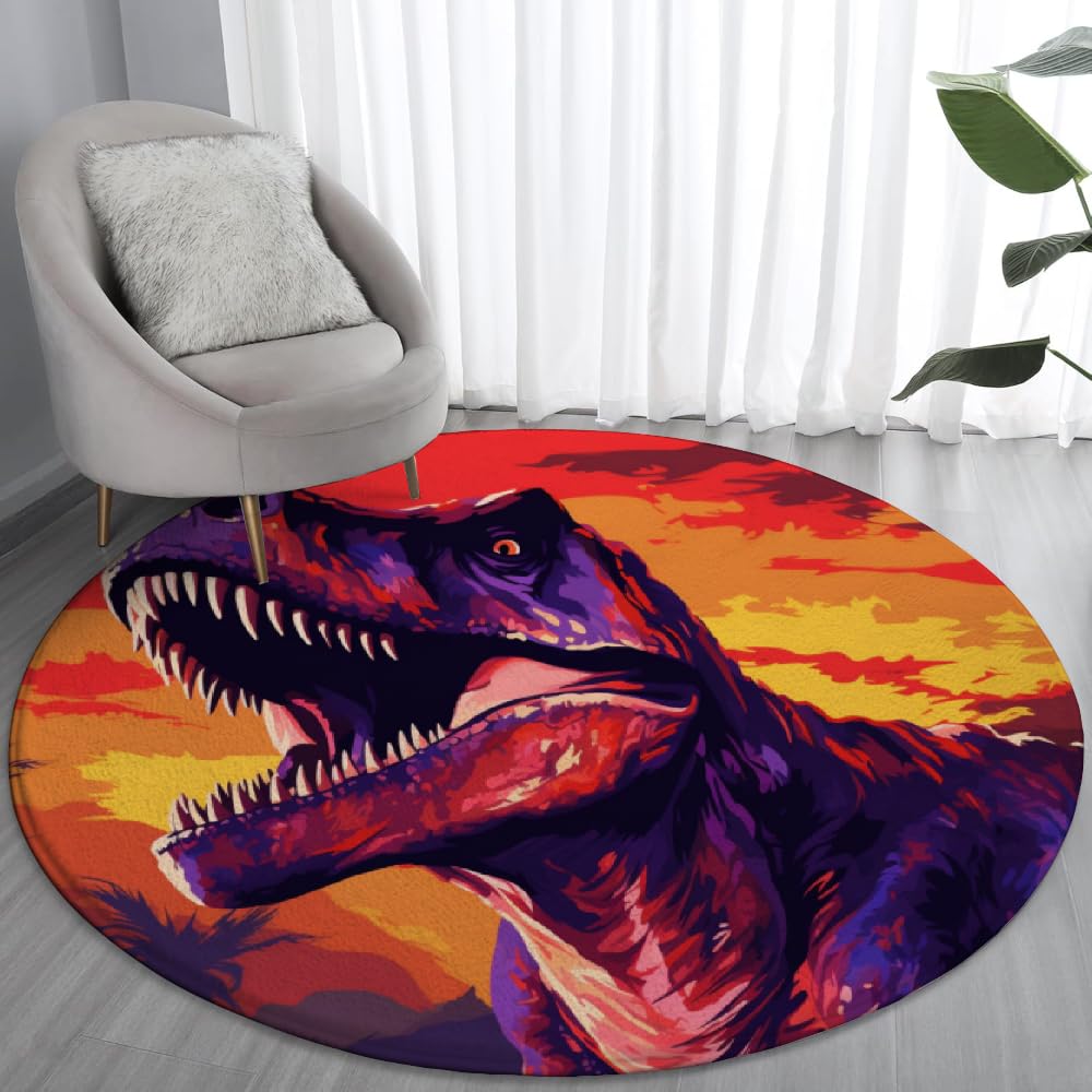 XoGul × Treatment Graphic Rug dinoworks Amazon.com: 3D Dinosaur Round Rug 4 ft - Washable & Non-Slip Soft