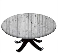 Vista 19 de Mantel redondo azul oscuro, tablones de madera con textura de tablones de imagen, pared de suelo, vida rústica de campo, borde elástico