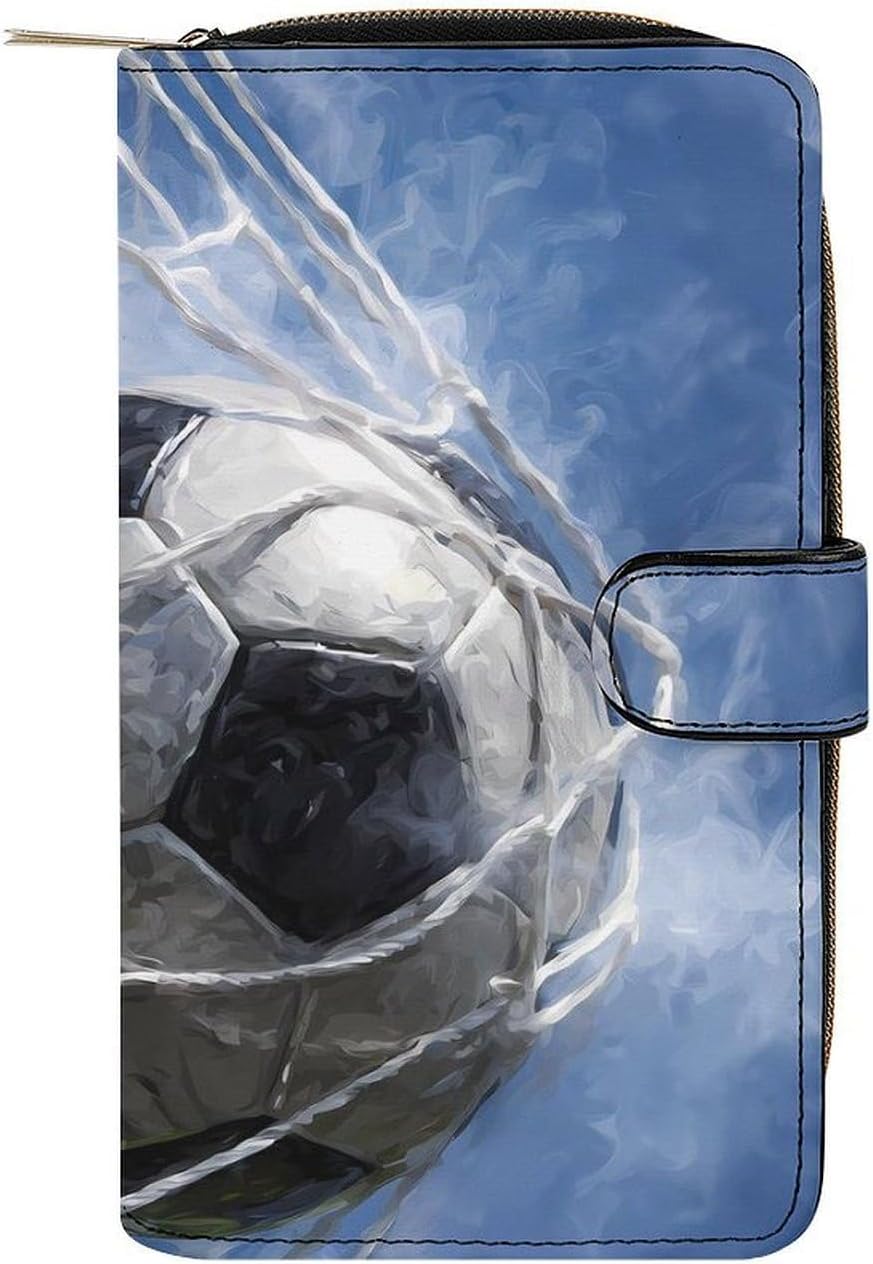 Soccer Football Goal Sport Womens Wallet for Men Slim Purse Clutch Handbag with Card Holder