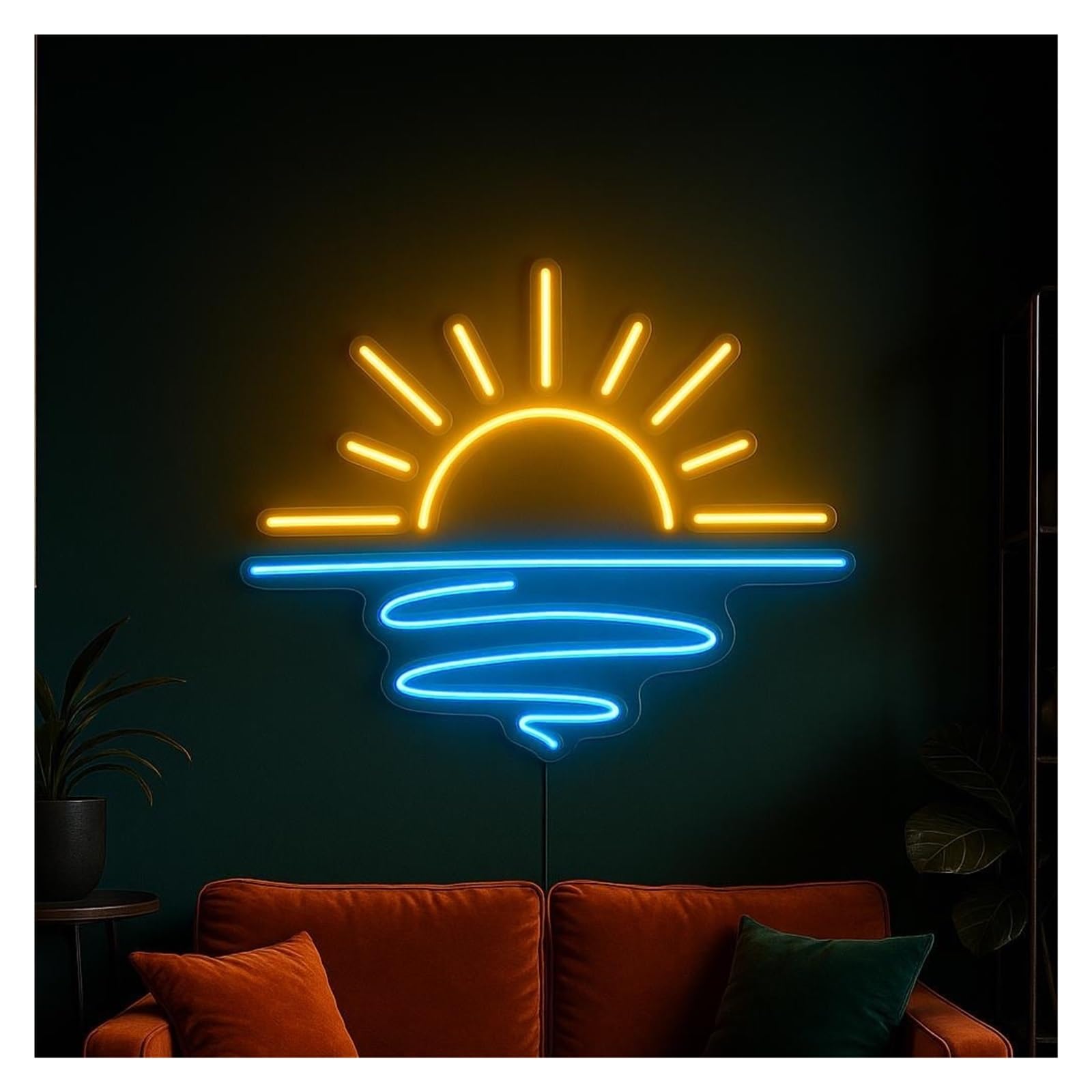 RONGCH Hanging Art Signs Sunset Neon Sign, Suitable for Living Room, Or Lounge Wall Decor with Dimmable 45cm(A)
