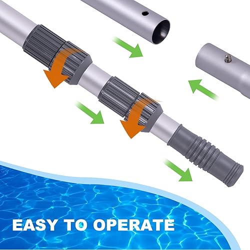 Miniatura 6 de Sepetrel Poste de piscina  Postes telescópicos profesionales de limpieza de piscina de 12 pies, poste telescópico ajustable de 2 piezas, para red de