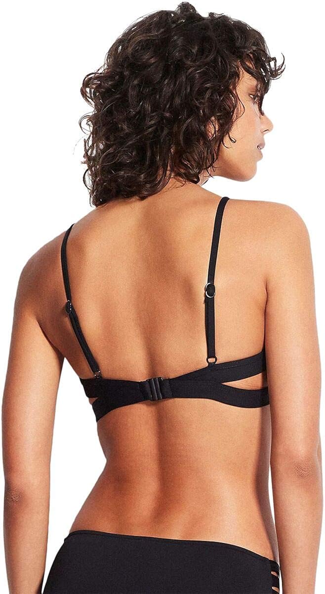 Seafolly Women's Active Hybrid Bralette Bikini Top Swimsuit with Center Keyhole Detail : Seafolly: Clothing, Shoes & Jewelry