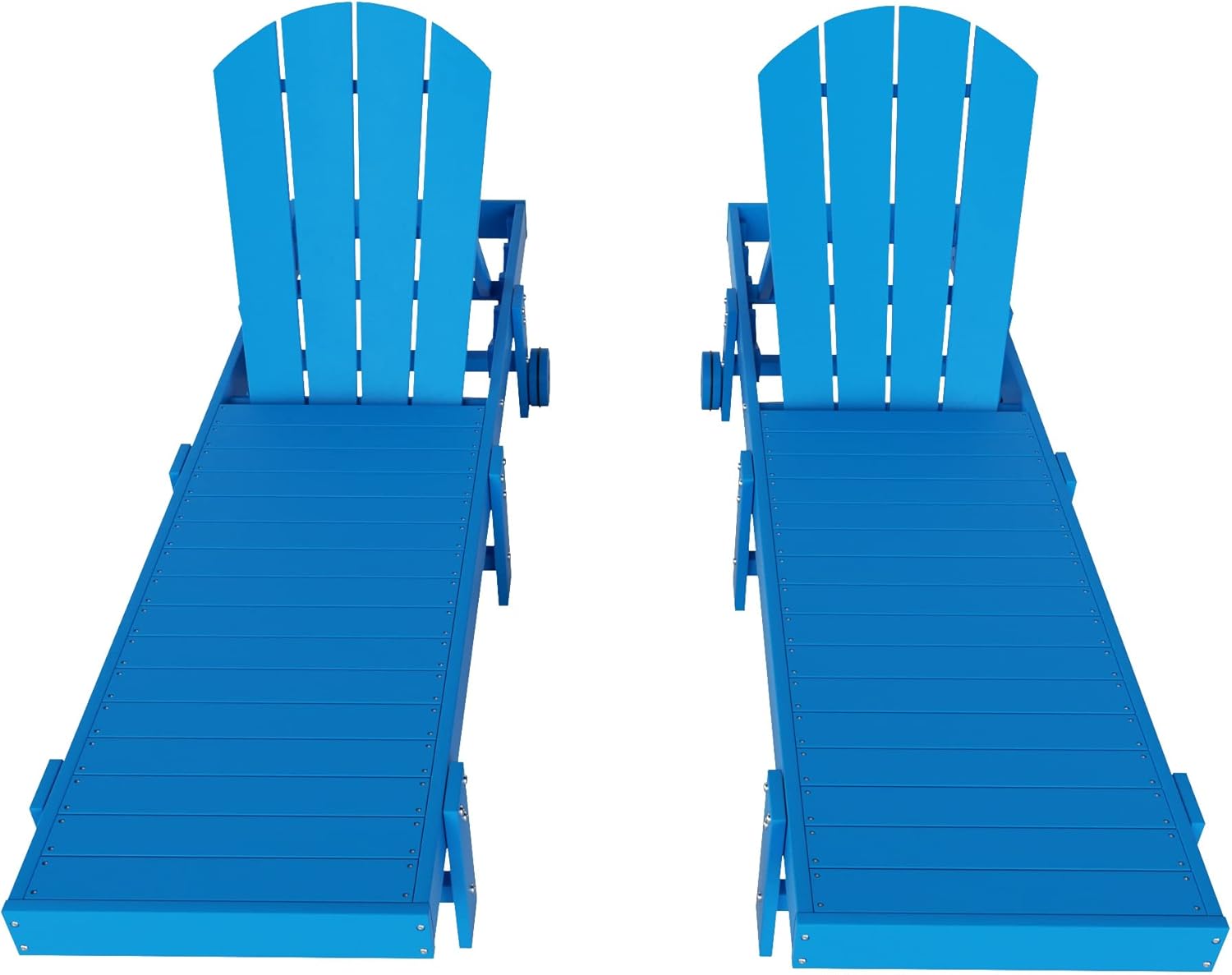 WestinTrends Laguna Adirondack Poly Reclining Chaise Lounge with Wheels (Set of 2), Pacific Blue