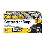 Commander 55 Gallon 3 MIL (eq) Heavy Duty Contractor Bags with Flap Ties - 36 x 56 with flaps - Pack of 10 - For Contractor, Industrial, & Outdoor