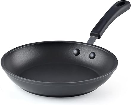 Cook N Home Professional 8 Inch Hard Anodized Nonstick Frying Pan, Cooking Skillet with Stay-Cool Handles, Dishwasher Safe, Black
