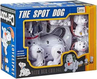 لعبة كلب منقط بلاستيك مع ثلاثة كلاب صغيرة براس ثابتة للاطفال - متعددة الألوان