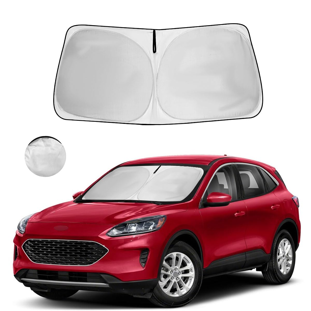 Windshield Sun Shade for Ford Escape S, SE, SE Sport Hybrid, SEL, Titanium 2019 2020 2021 2022 2023 Accessories Sunshade Windshield Cover - 4 Layers