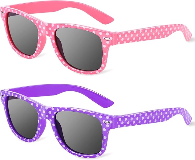 URATOT 2 Pairs Girl's Sunglasses Cute Eyewear Sports Sunglasses Kids Polarized Sunglasses