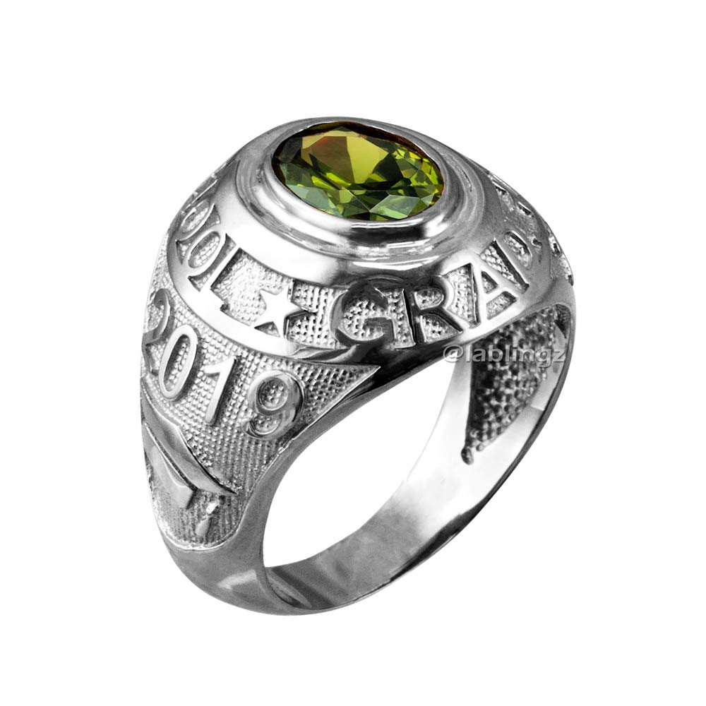 2019 High School Graduation Birthstone CZ Ring in Sterling Silver (August, Size 9.5)
