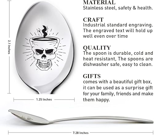 Miniatura 6 de Divertida cuchara de café Chaos para mujeres, hombres, mamá, papá, abuela, abuelo, amigo, cuchara de café grabada de acero inoxidable