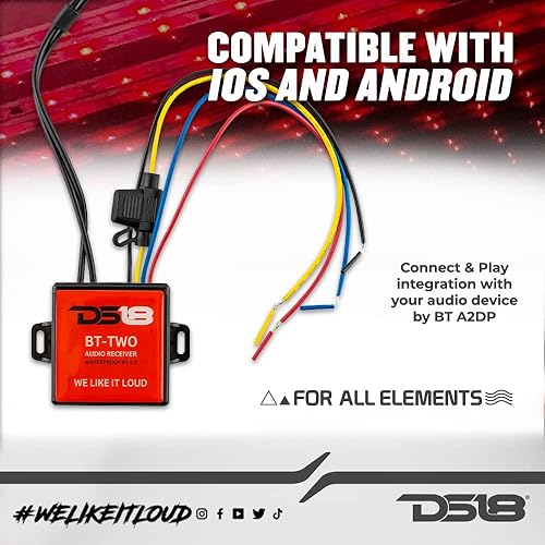 Miniatura 2 de DS18 BT-Two Receptor Bluetooth - IP65 resistente al agua, BT 4.0, salida de disparo remoto, salida RCA macho Stero - Permite conectar y reproducir