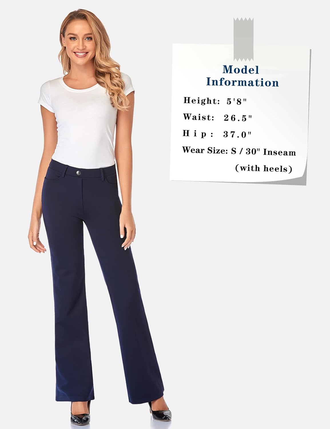 Tapata Women's 28''/30''/32''/34'' Stretchy Bootcut Dress Pants with Pockets Tall, Petite, Regular for Office Work Business - Image 6