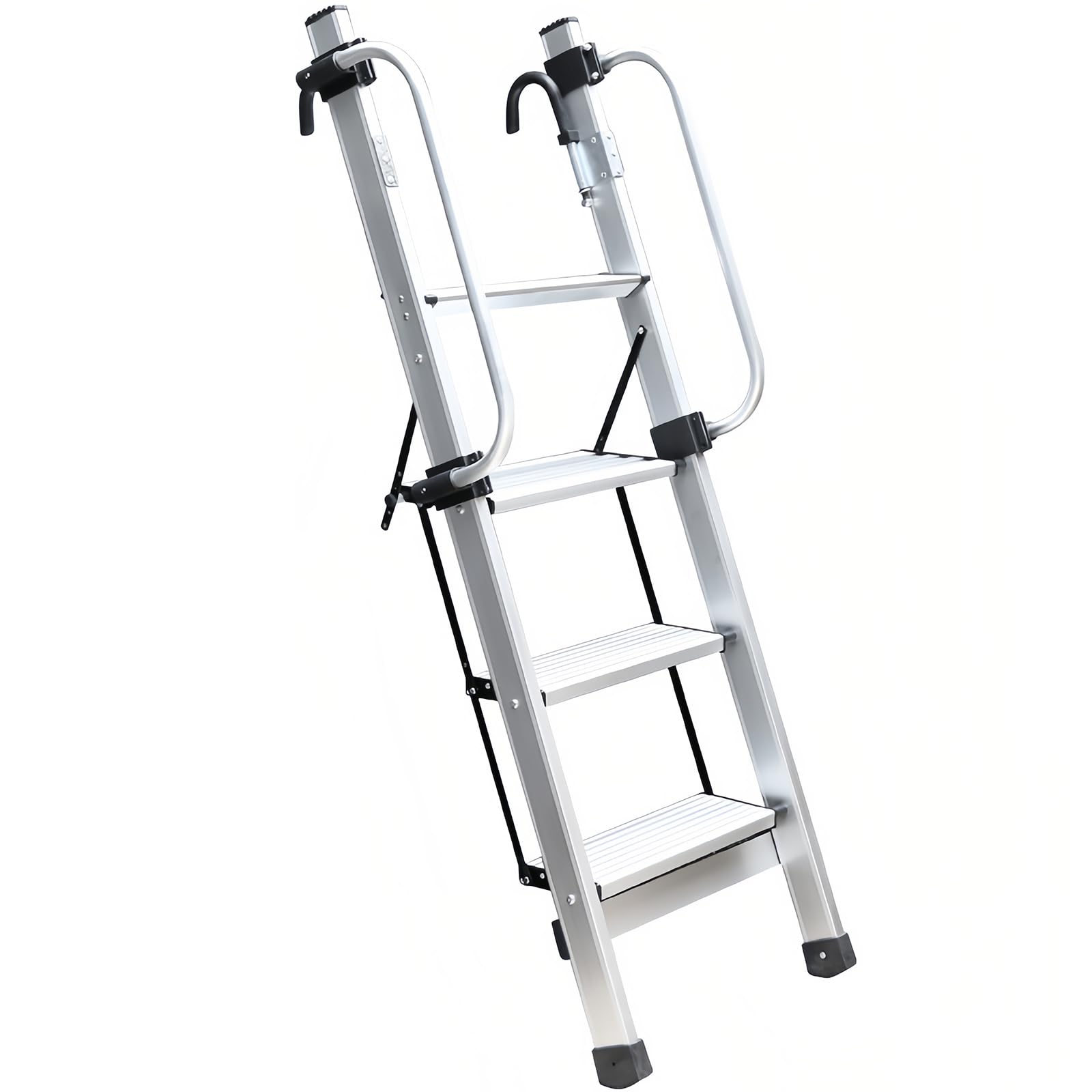 Escalera plegable para litera, aluminio resistente, diseño de 4/5 escalones con pasamanos extraíbles, soporta hasta 330 libras, ideal para dormitorios y apartamentos