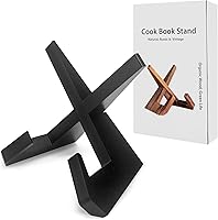 Vista 1 de Rustic Black Cookbook Stand for Kitchen, Recipe Book Holder for Kitchen Counter, Wooden Cookbook Holder, Rustic Cook Book Holder Stand with Natural