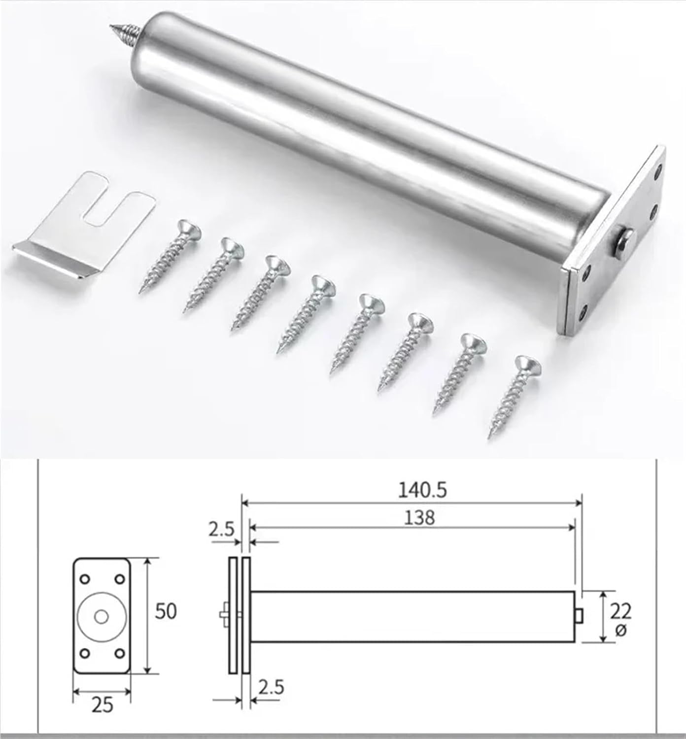 Invisible Door Closer Hidden Home Door Automatic Door Closer Hidden Device Spring Adjustable Hinge Hardware(Silver - 80kg)