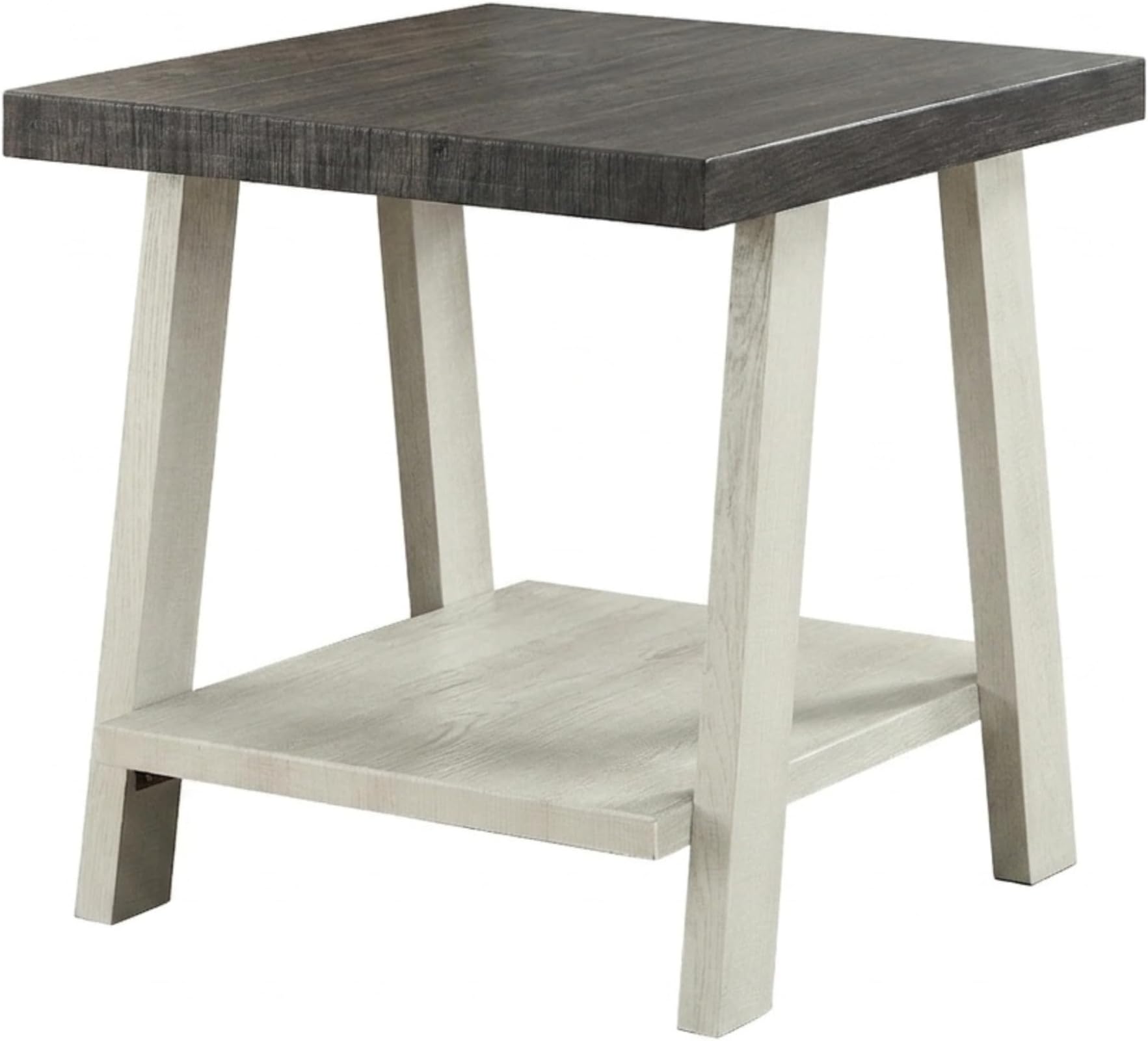 Athens Contemporary Wood Shelf End Table, Weathered Charcoal and Beige