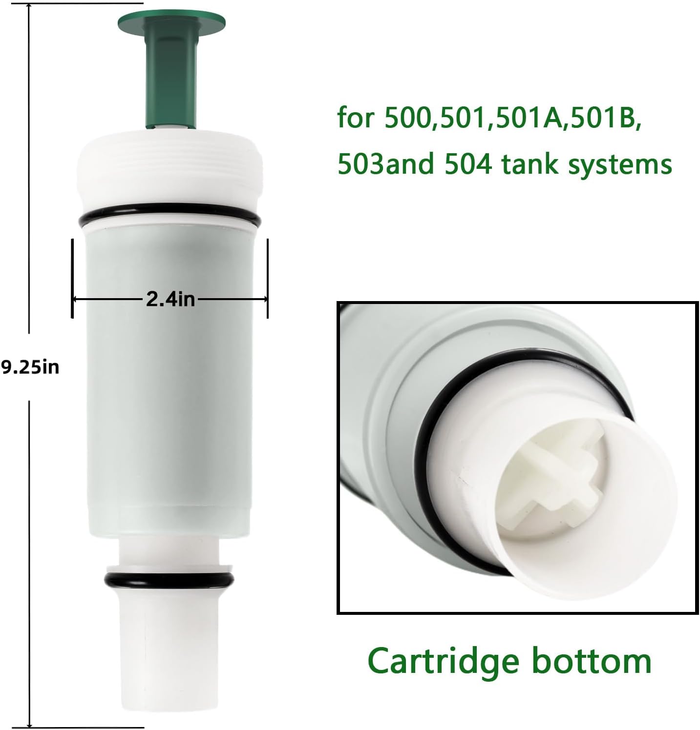 C-100500-K Replacement Flush Valve Cartridge/Power Flush Toilet Piston Cartridge Parts,Fits Model 500, 501, 501A, 501B, 503, 504 Series Tank System, Genuine（2）