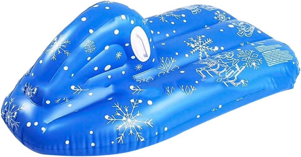 Wakauto PVC Inflatable Snow Skiing Sled for Boy Girl Portable Snow Tube Snowflake Pattern Easy to Clean Fun Shape for Outdoor Activities and Sledding Adventures