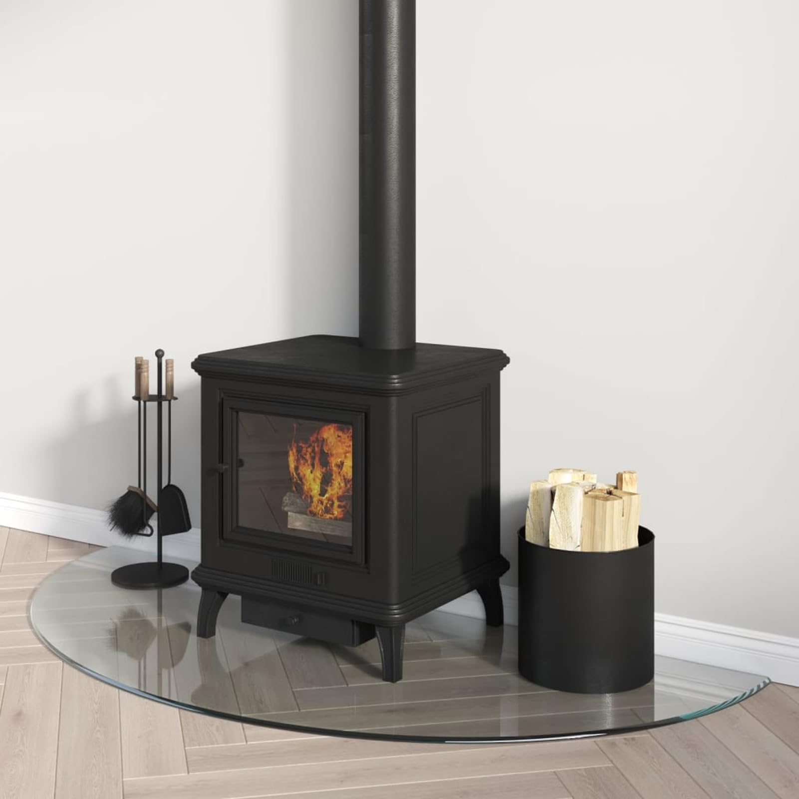Placa de vidrio para chimenea, semicircular, 1200 x 500 mm, protector de suelo para parquet y superficies laminadas, base de estufa resistente a altas temperaturas, cubierta de piso de vidrio